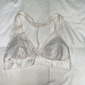 PINK White Lace Bralette